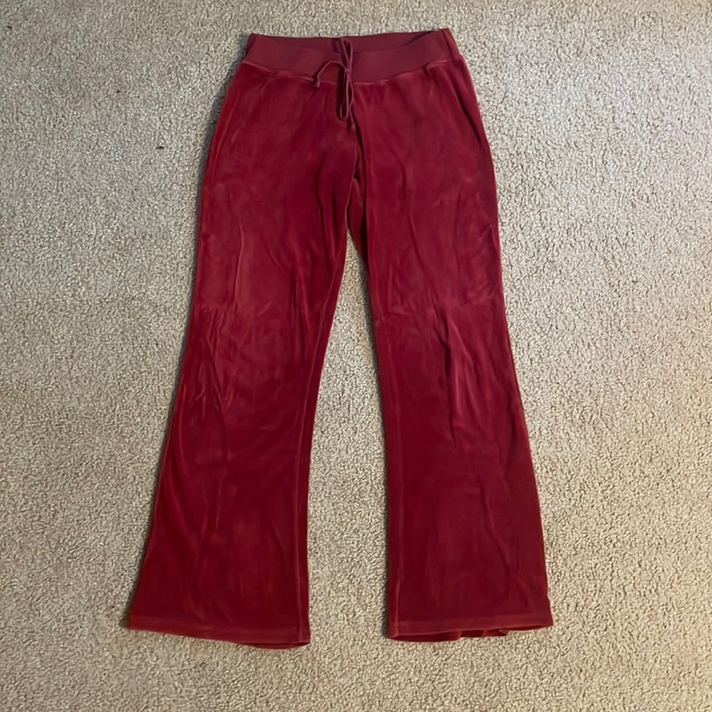 Red/maroon velvet flare sweatpants